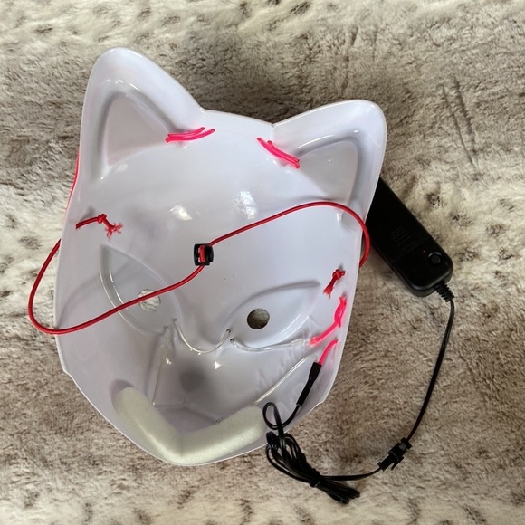 NWT! Demon Slayer Anime white fox mask LED light up Halloween costume horror - Picture 8 of 11
